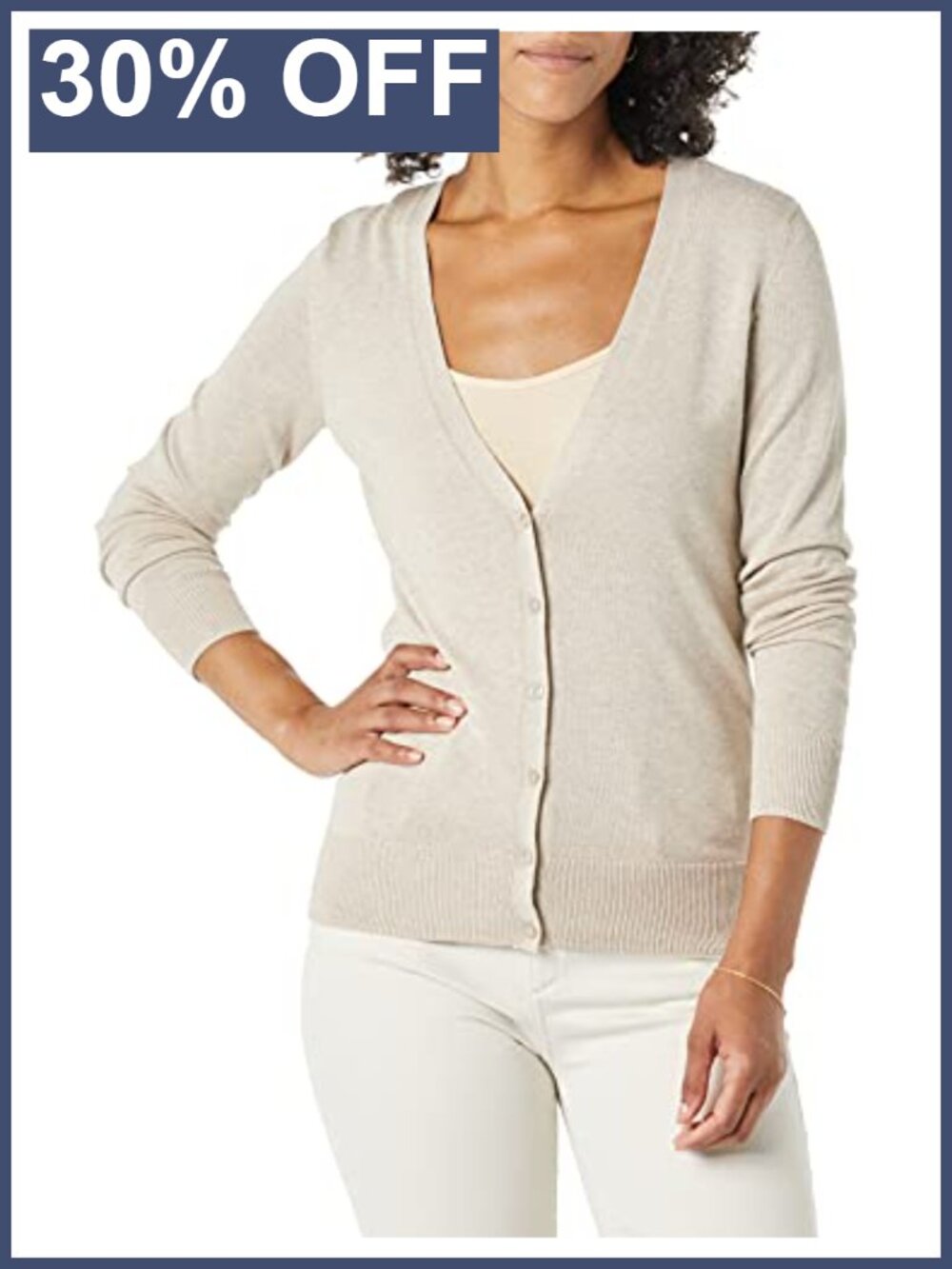 Lightweight Cotton Blend Button Front V-Neck Cardigan Sweater